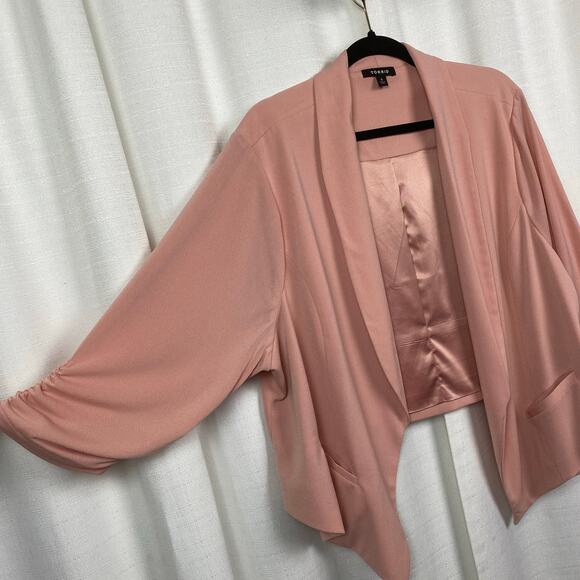 Torrid Pink Studio Crepe Cropped Classic Blazer Jacket Sz.4 - Picture 10 of 16